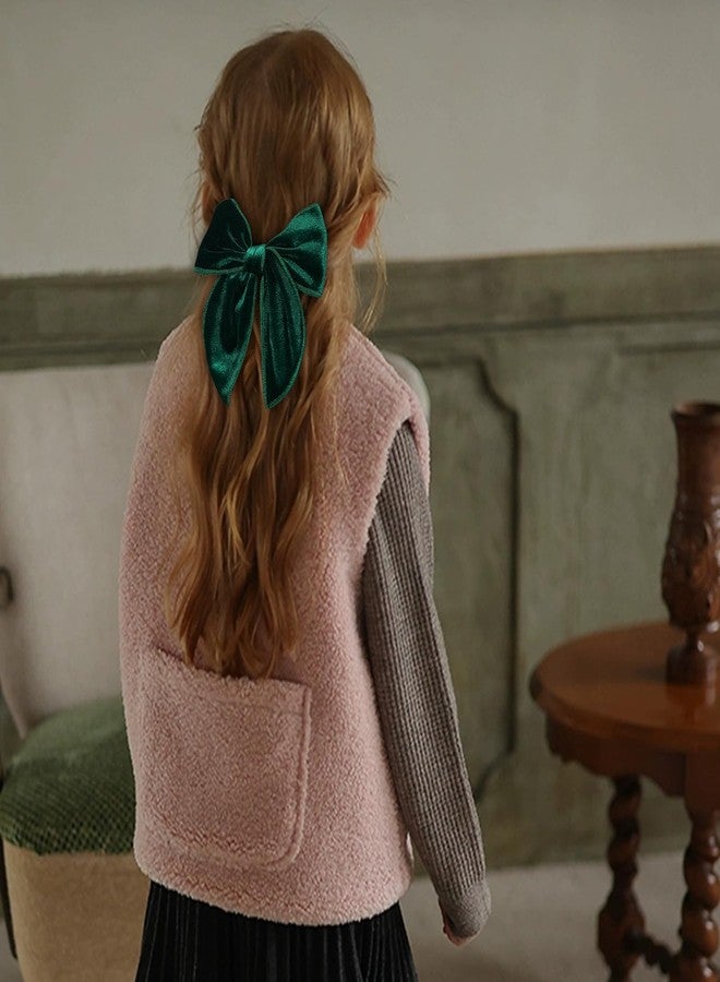 Miroksh Christmas Dark Green Velvet Fable Hair Bows for Girls 3 Sizes Long and Basic 5"& 3.5"&4" Ponytail Knot Bows Alligator Clips, Toddler Teens Women Velvet Hair Accessories Xmas Gift - Image 4